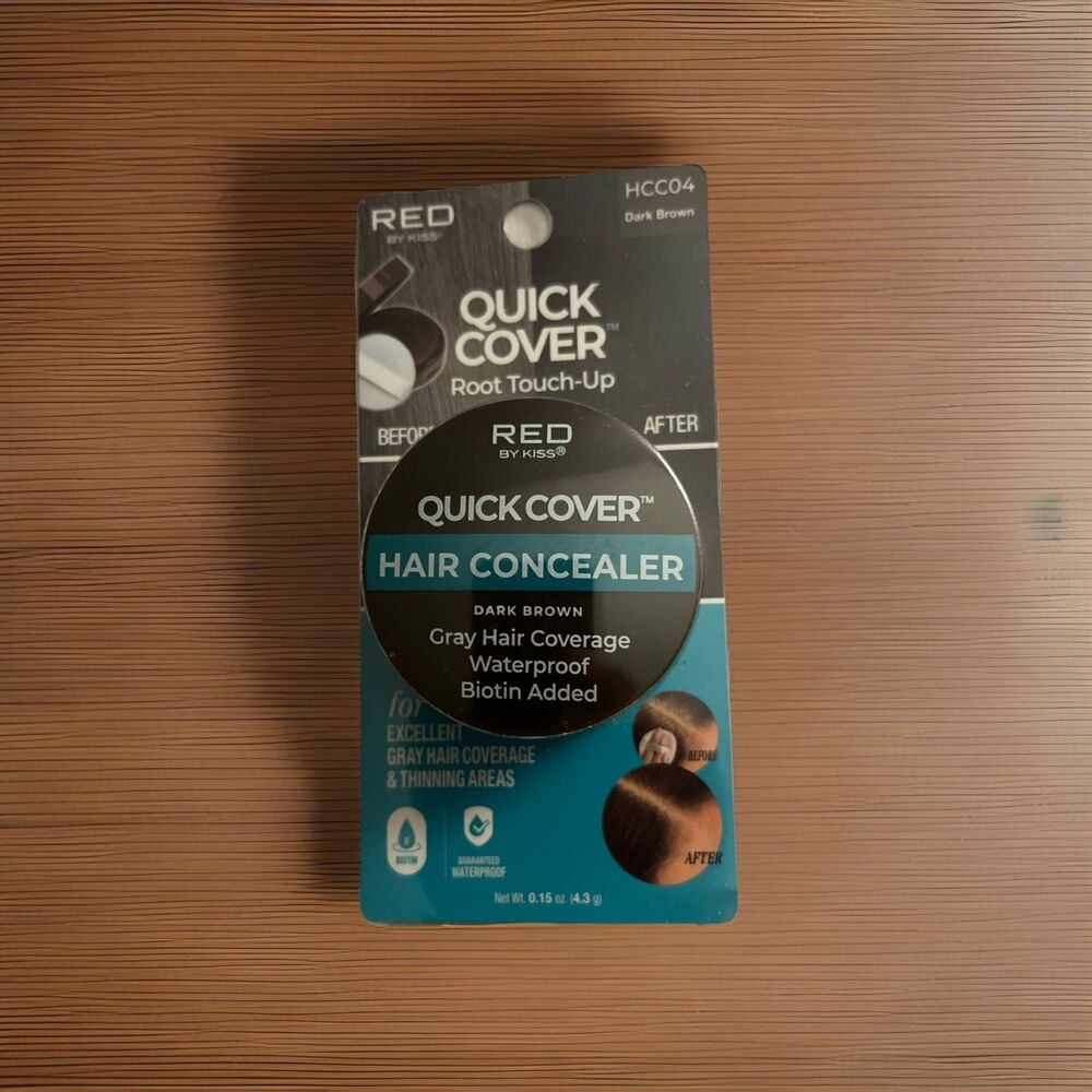 Red by Kiss Quick Cover Hair Concealer Dark Brown Gray Root Touch Up 0.15oz